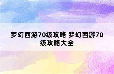 梦幻西游70级攻略 梦幻西游70级攻略大全